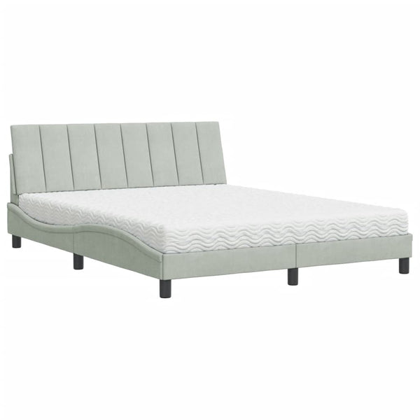 vidaXL Lit avec matelas « Hanko » gris clair 160 x 200 cm velours