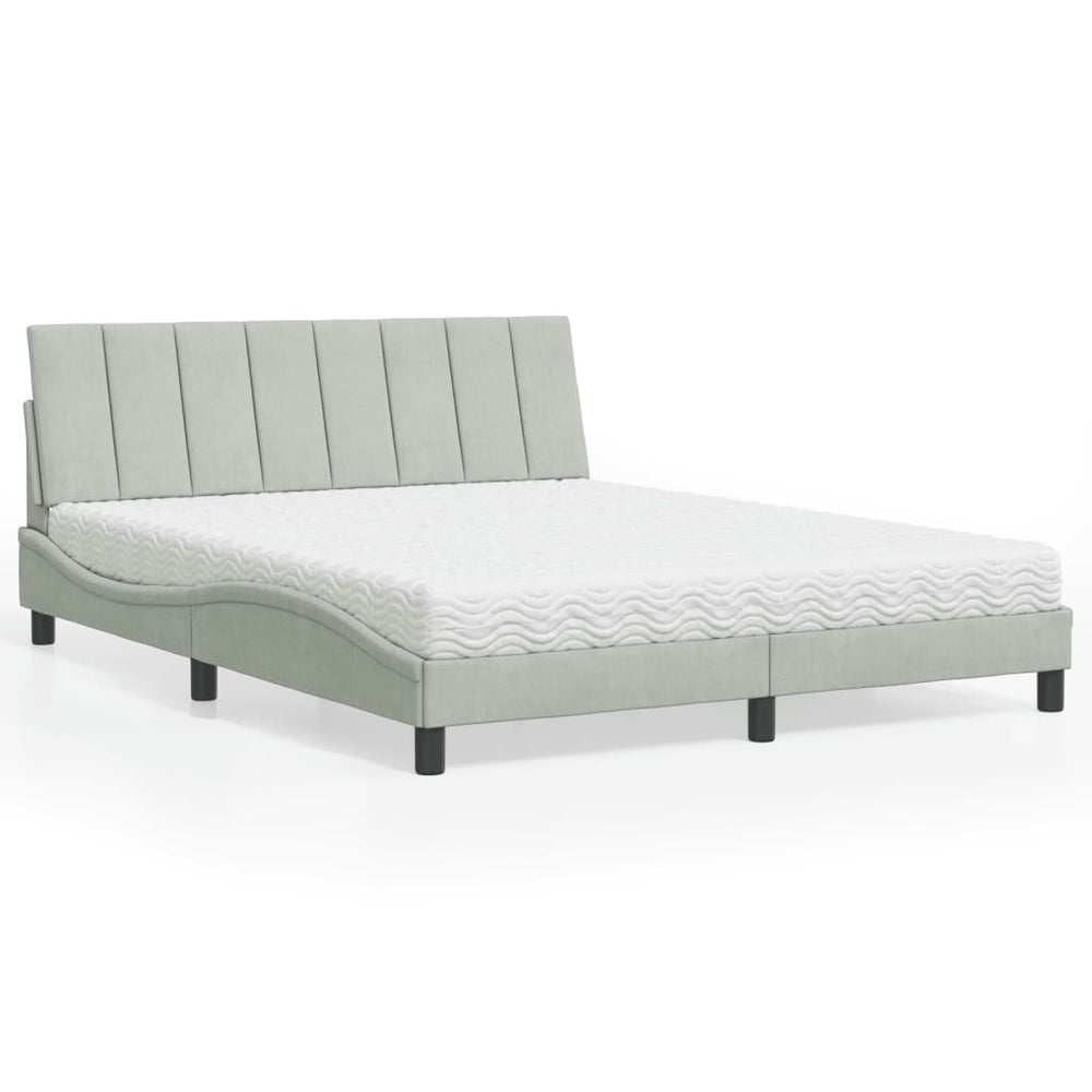 vidaXL Lit avec matelas « Hanko » gris clair 160 x 200 cm velours