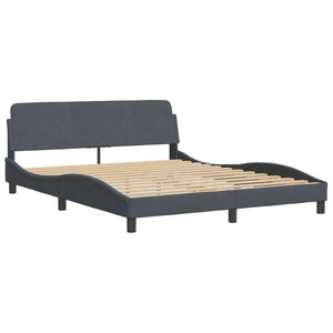 Bett mit Matratze Hanko Dunkelgrau Samt 160x200