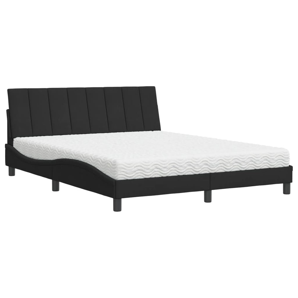 vidaXL Lit avec matelas "Hanko" noir 160x200 cm velours
