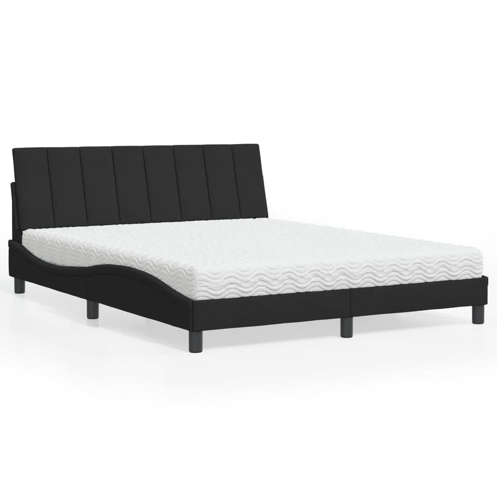 vidaXL Lit avec matelas "Hanko" noir 160x200 cm velours