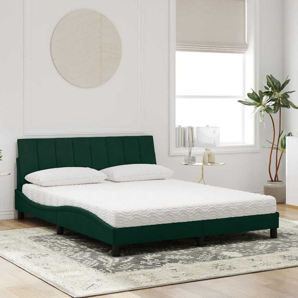 vidaXL Lit avec matelas « Hanko » vert foncé 160x200 cm Velours