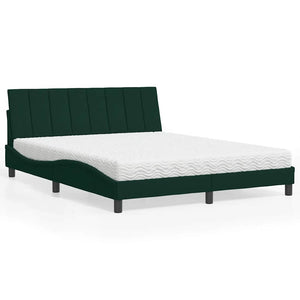 vidaXL Lit avec matelas « Hanko » vert foncé 160x200 cm Velours