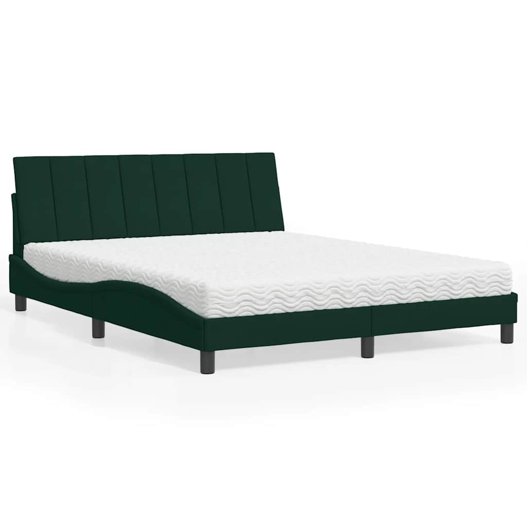 vidaXL Lit avec matelas « Hanko » vert foncé 160x200 cm Velours