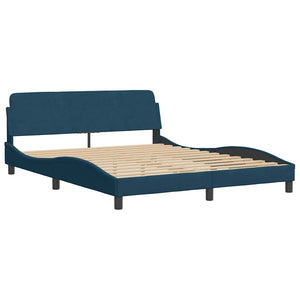 Bett mit Matratze Hanko Blau Samt 160x200