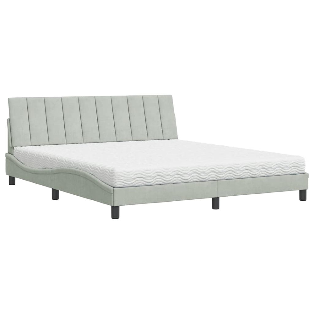vidaXL Lit avec matelas « Hanko » Gris clair 180x200 cm Velours