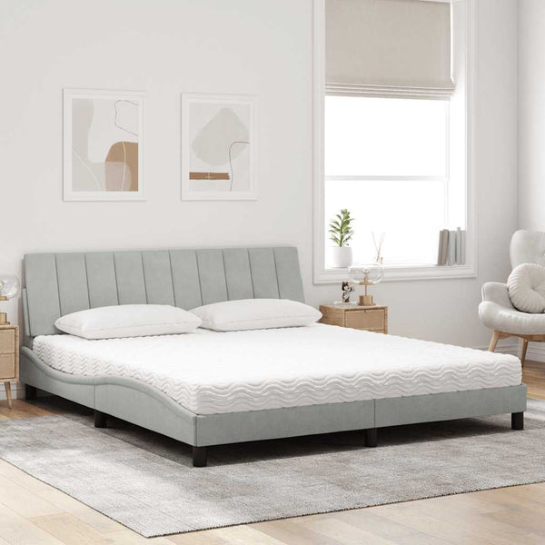vidaXL Lit avec matelas « Hanko » Gris clair 180x200 cm Velours