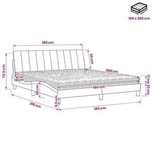 vidaXL Lit avec matelas « Hanko » Gris clair 180x200 cm Velours