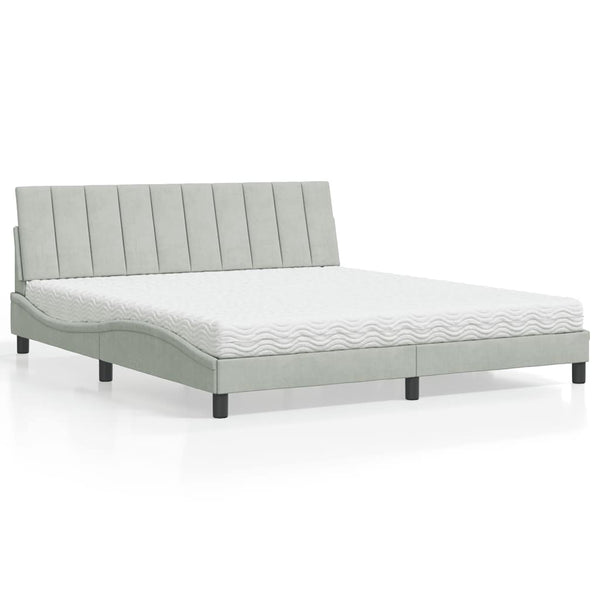 vidaXL Lit avec matelas « Hanko » Gris clair 180x200 cm Velours