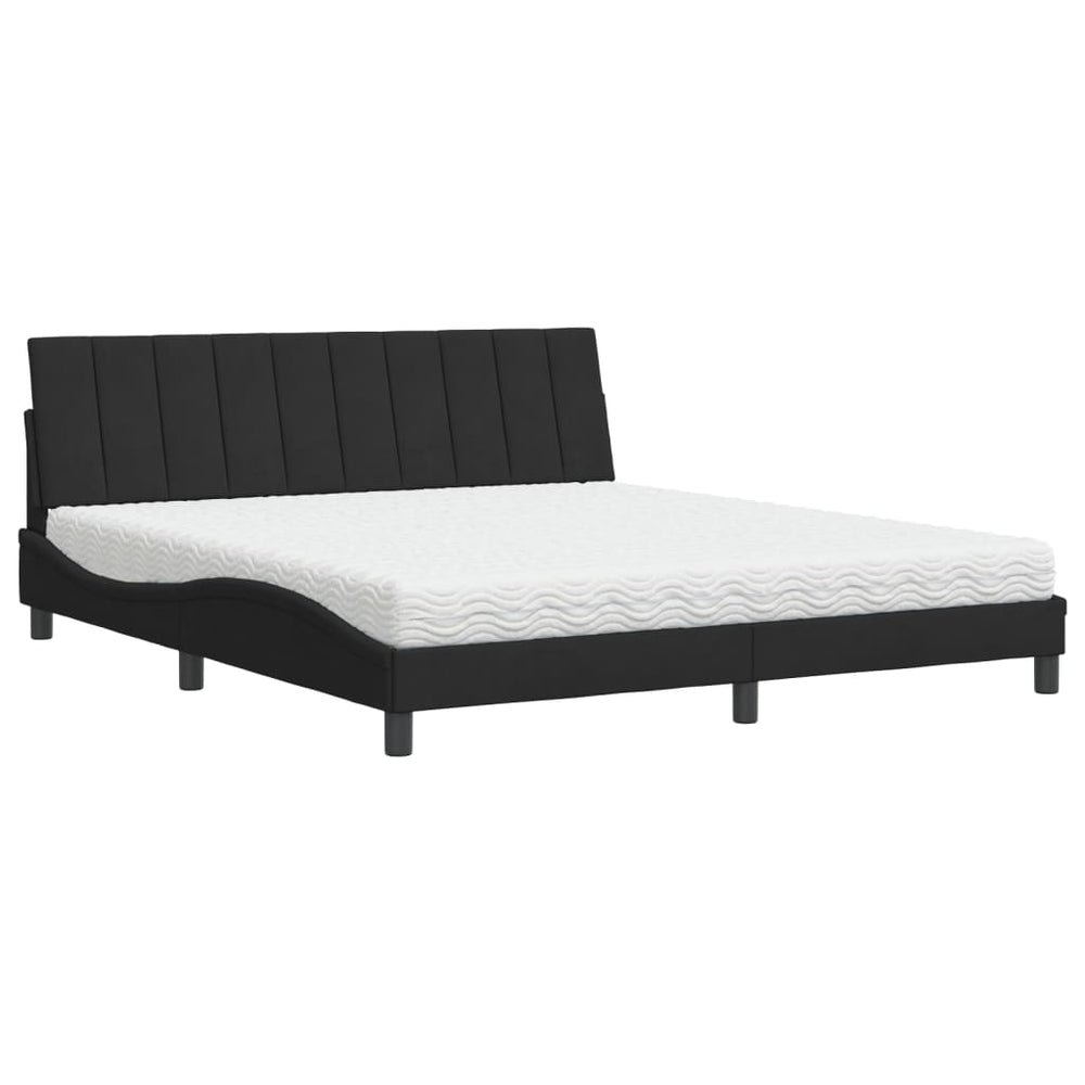 vidaXL Lit avec matelas "Hanko" Noir 180x200 cm Velours