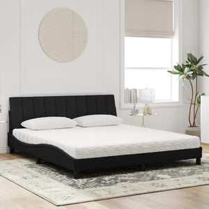Bett mit Matratze Hanko Schwarz 180x200 cm Samt
