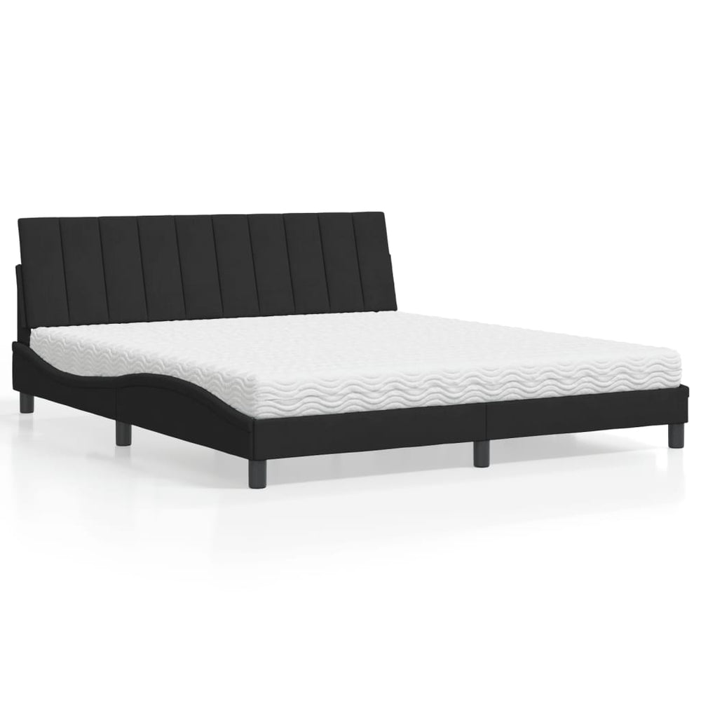 vidaXL Lit avec matelas "Hanko" Noir 180x200 cm Velours