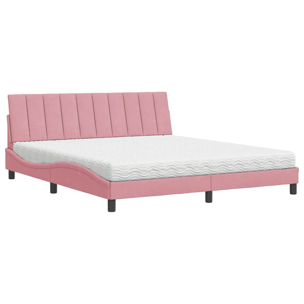 vidaXL Lit avec matelas « Hanko » rose 180x200 cm velours