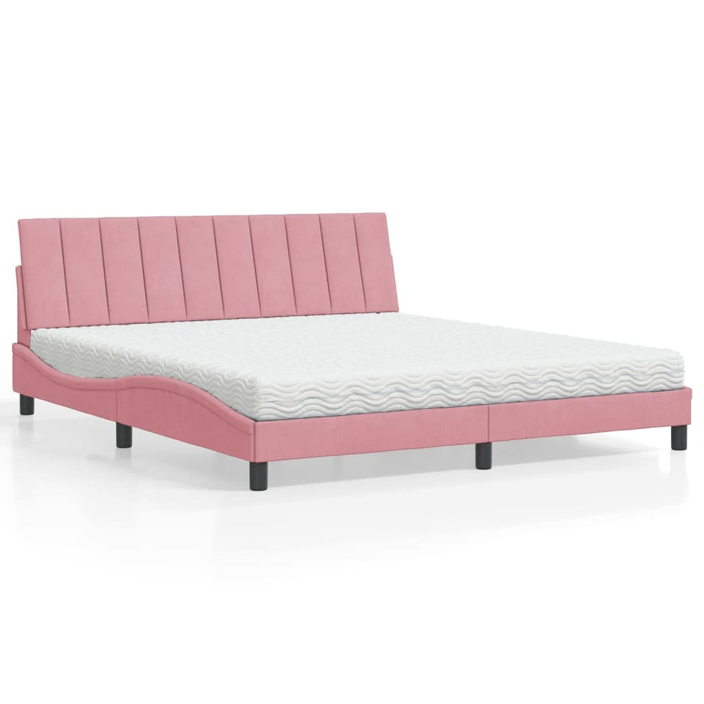 vidaXL Lit avec matelas « Hanko » rose 180x200 cm velours