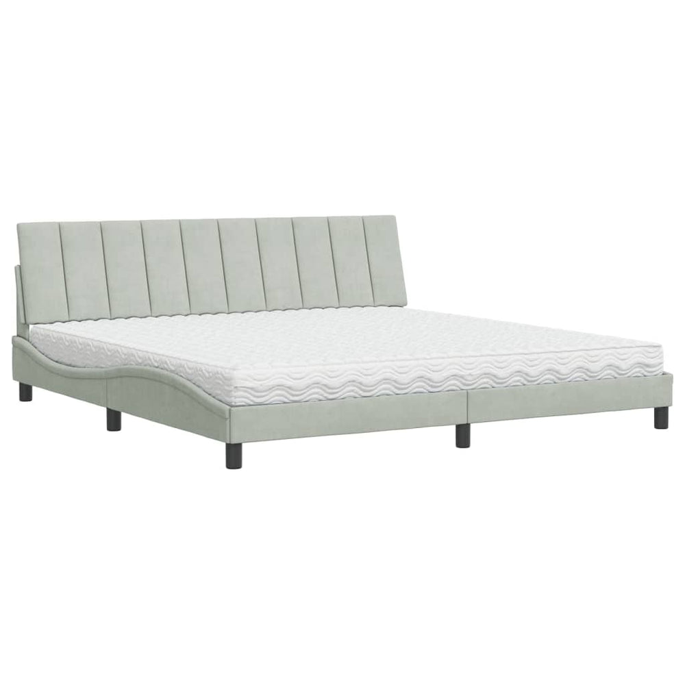 vidaXL Lit avec matelas "Hanko" Gris clair 200x200 cm Velours