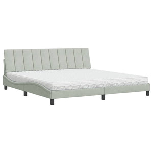 vidaXL Lit avec matelas "Hanko" Gris clair 200x200 cm Velours