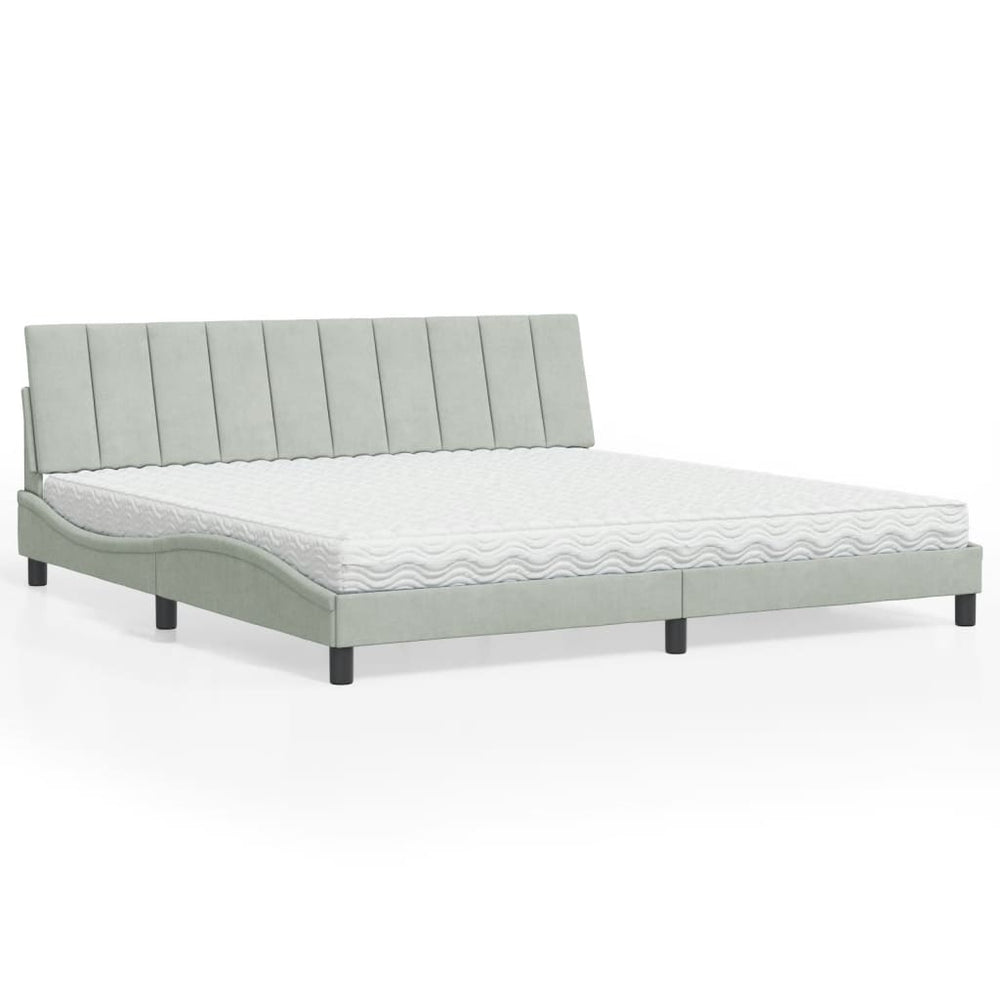 vidaXL Lit avec matelas "Hanko" Gris clair 200x200 cm Velours