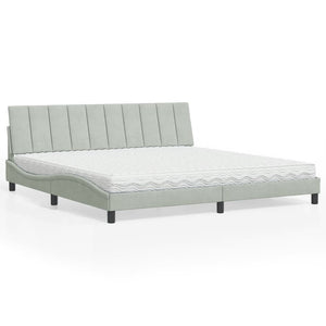 vidaXL Lit avec matelas "Hanko" Gris clair 200x200 cm Velours