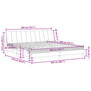Bett mit Matratze Hanko Dunkelgrau 200x200 cm