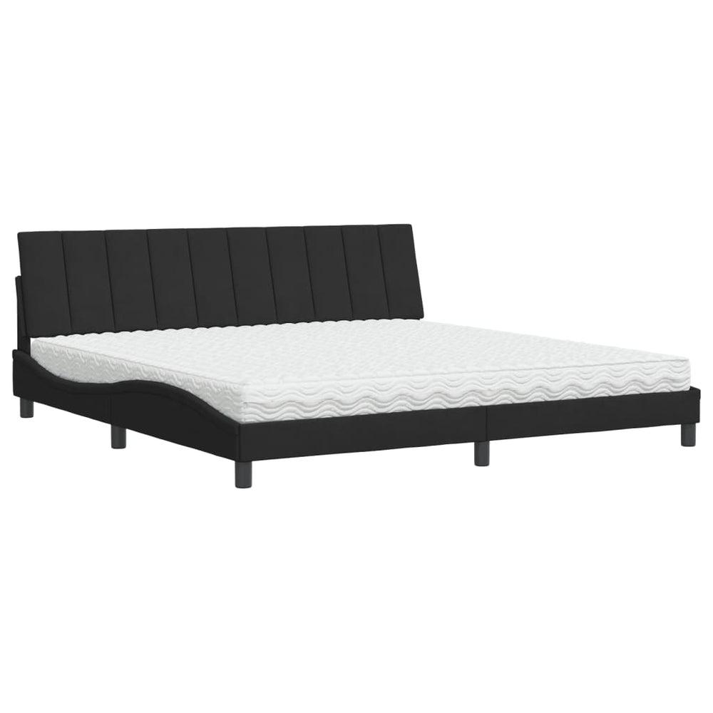 Schwarzes Samtbett mit Matratze 200x200 cm