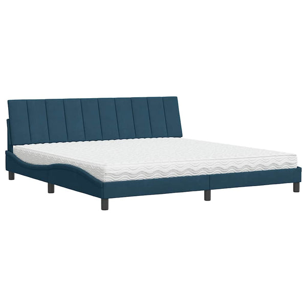 vidaXL Lit avec matelas « Hanko » Bleu 200x200 cm Velours