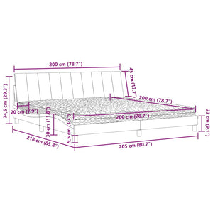 vidaXL Lit avec matelas « Hanko » Bleu 200x200 cm Velours