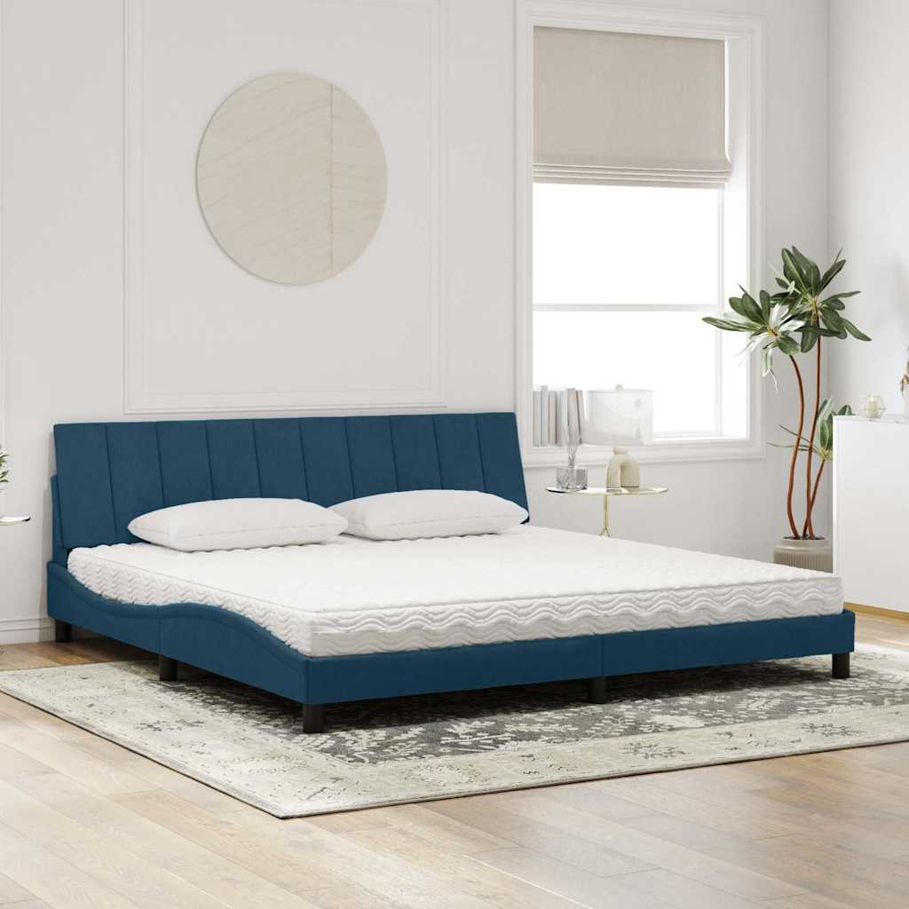 vidaXL Lit avec matelas « Hanko » Bleu 200x200 cm Velours