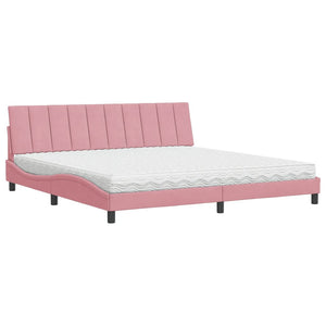 vidaXL Lit avec matelas "Hanko" Rose 200x200 cm Velours