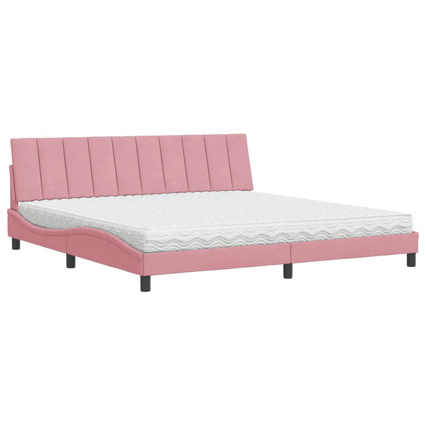 vidaXL Lit avec matelas "Hanko" Rose 200x200 cm Velours