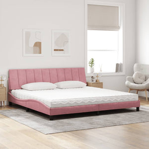 vidaXL Lit avec matelas "Hanko" Rose 200x200 cm Velours