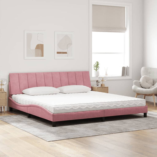 vidaXL Lit avec matelas "Hanko" Rose 200x200 cm Velours