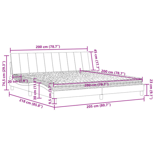 vidaXL Lit avec matelas "Hanko" Rose 200x200 cm Velours