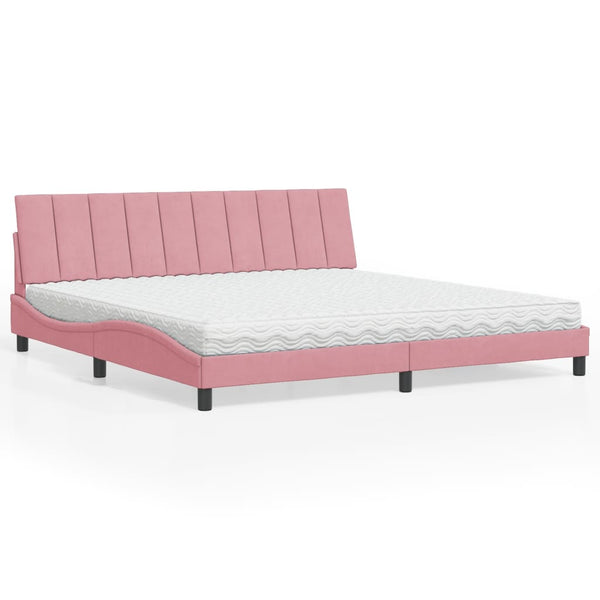 vidaXL Lit avec matelas "Hanko" Rose 200x200 cm Velours