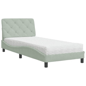 vidaXL Lit avec matelas Gris clair 80x200 cm Velours