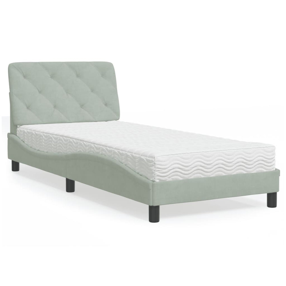 vidaXL Lit avec matelas Gris clair 80x200 cm Velours