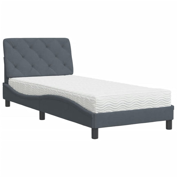 Bett mit Matratze Dunkelgrau Samt 80x200 cm