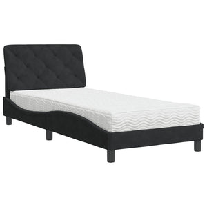 Schwarzes Samtbett mit Matratze 80x200 cm