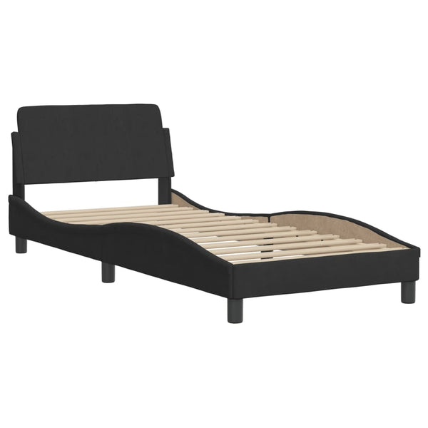 Schwarzes Samtbett mit Matratze 80x200 cm