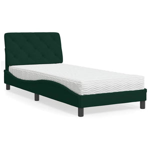 Bett mit Matratze Dunkelgrün 80x200 cm Samt