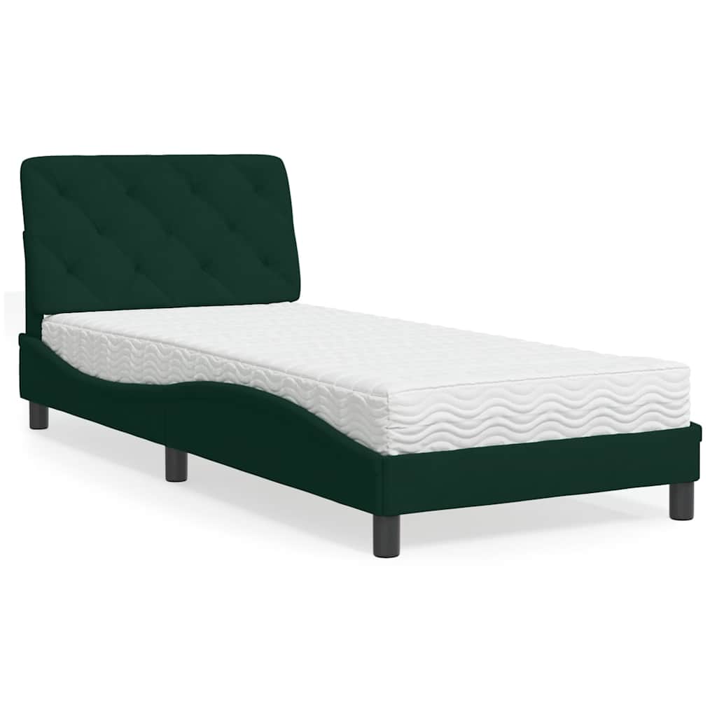 Bett mit Matratze Dunkelgrün 80x200 cm Samt