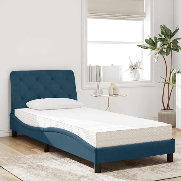 Bett mit Matratze Blau 80x200 cm Samt