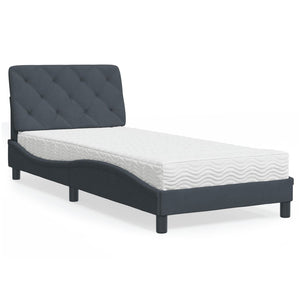 Bett mit Matratze Dunkelgrau Samt 90x190 cm