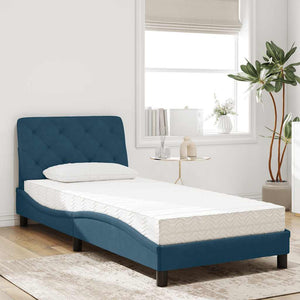 Bett mit Matratze Blau Samt 90x190 cm