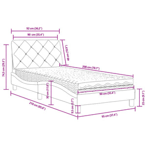 Bett mit Matratze Schwarz 90x200 cm Samt