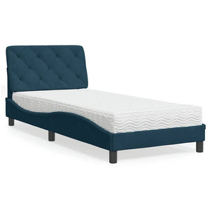 Bett mit Matratze Blau Samt 90x200 cm