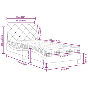 Bett mit Matratze Blau Samt 90x200 cm