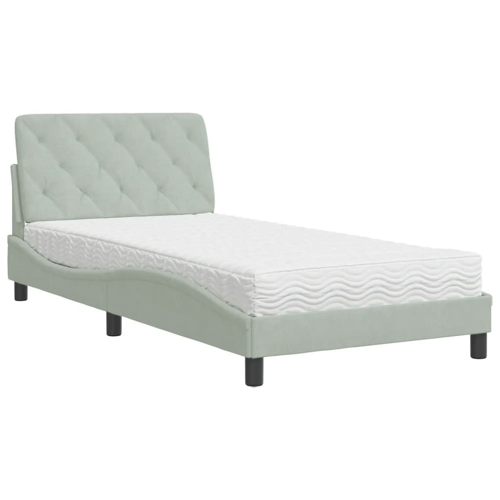 vidaXL Lit avec matelas Gris clair 100x200 cm Velours