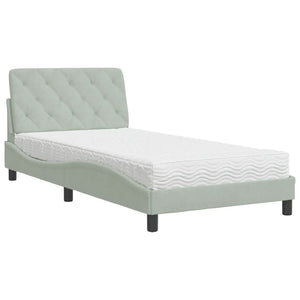 vidaXL Lit avec matelas Gris clair 100x200 cm Velours