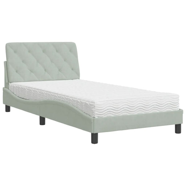 vidaXL Lit avec matelas Gris clair 100x200 cm Velours