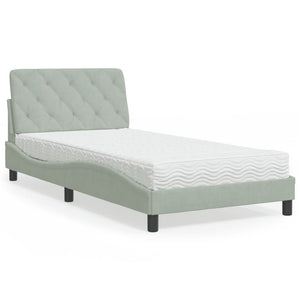 vidaXL Lit avec matelas Gris clair 100x200 cm Velours